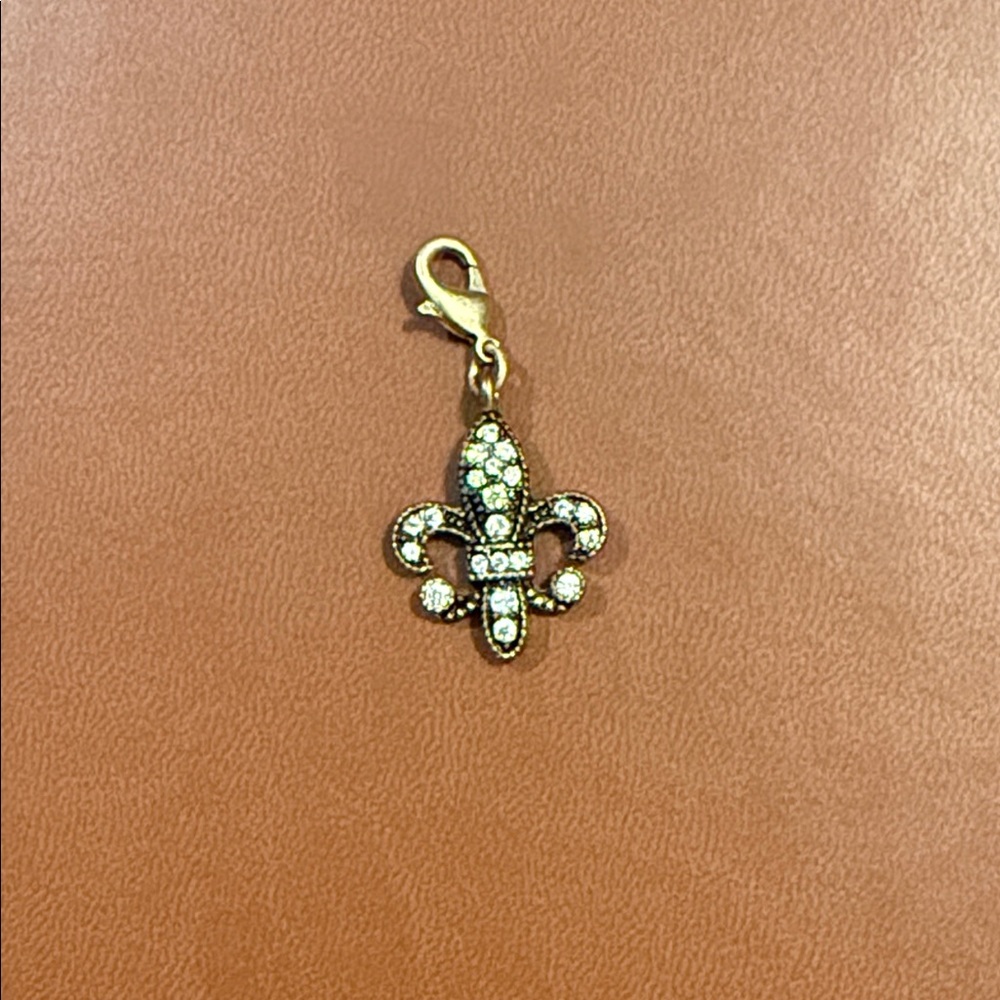 Lia Sophia Gold Fleur-de-Lis Charm with Crystals
